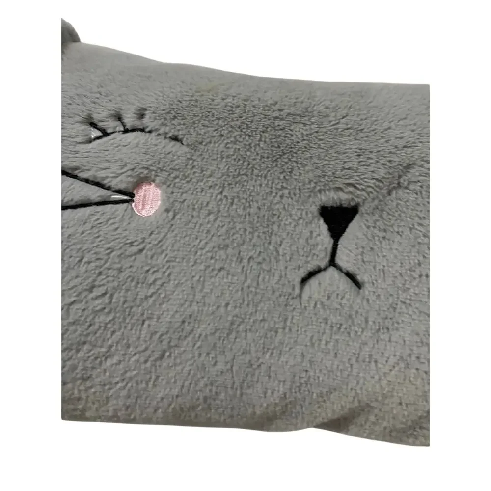 Grey soft adorable small body pillow with floppy wide set ears in grey like new